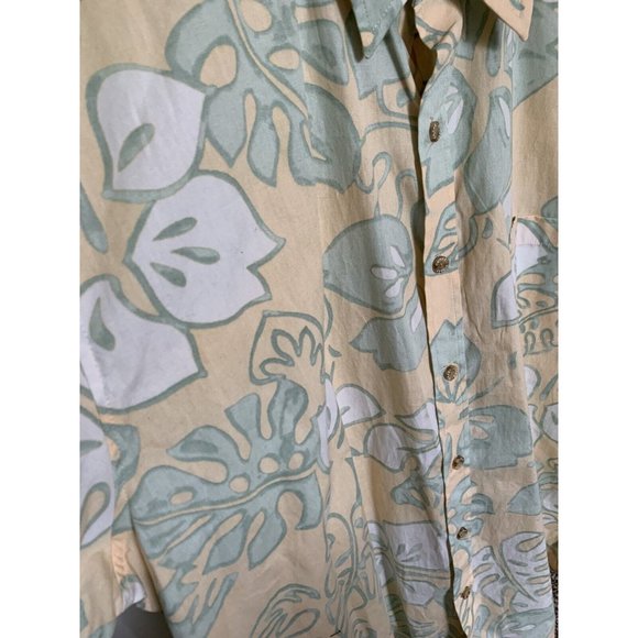 COOKE STREET HONOLULU HAWAIIAN SHIRT 2XL Yellow Lt Green White Hibiscus ALOHA! - Picture 4 of 8